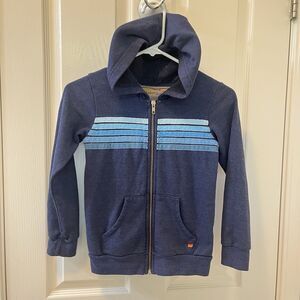 Aviator Nation Kid's Blue 5 Stripe Hoodie Full Zip Size 8